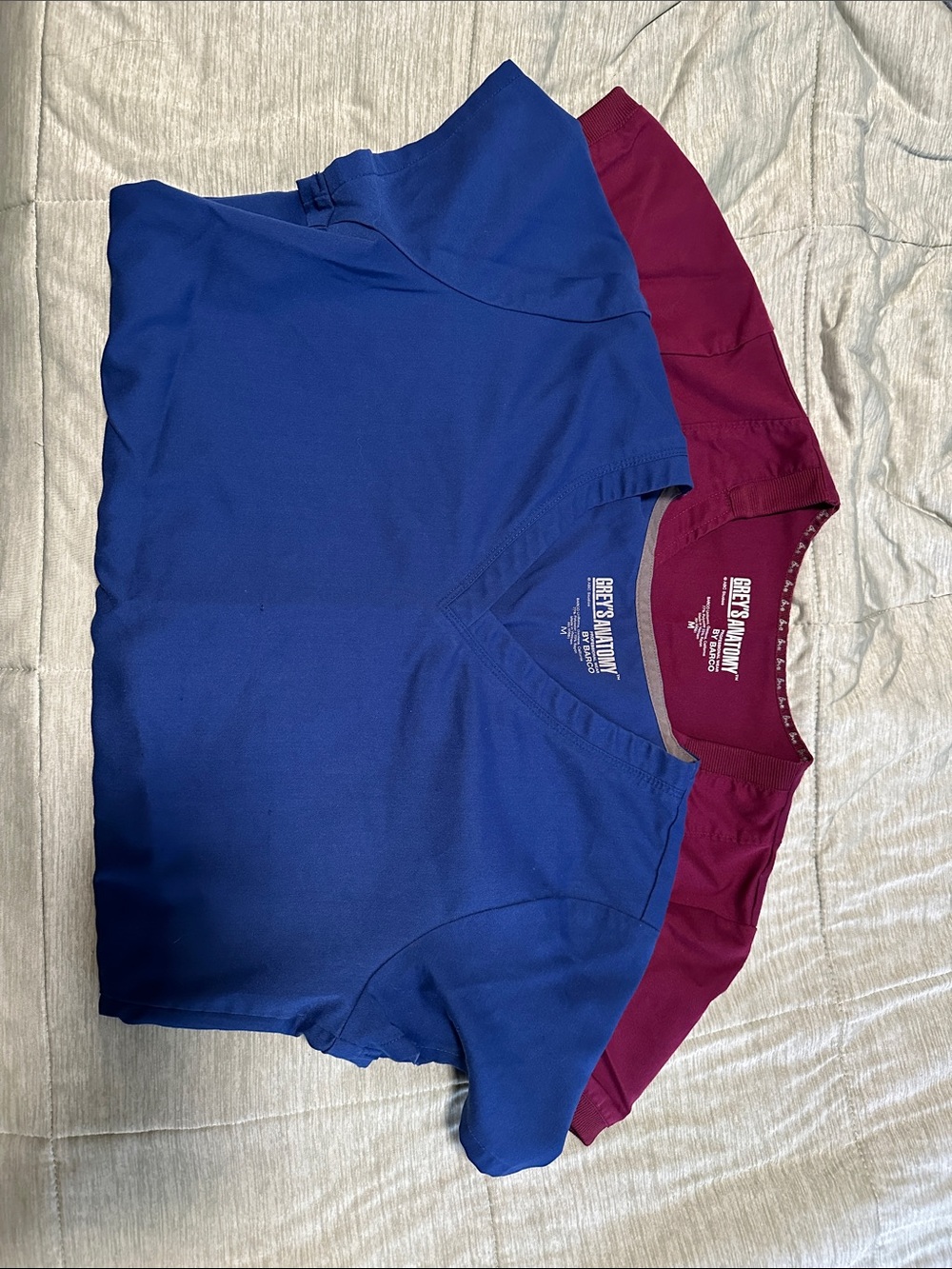 Grey's Anatomy Short Sleeve V-Neck Tops - Royal Blue & Wine
